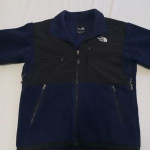 Mens Northface heavy fleece zip up coat. Blue and black. Size Medium
